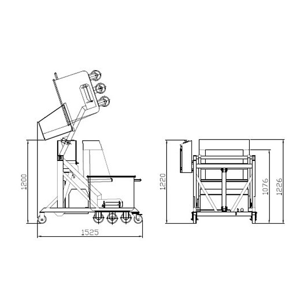 Pneumatyczna i hydrauliczna wywrotnica wózka do farszu 200l
