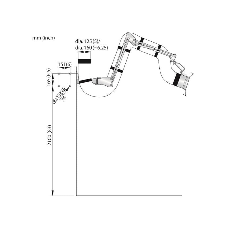 Ramię odciągowe NEX S Ø160